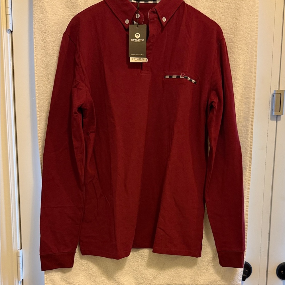 Deep Red Casual Button Down Shirt